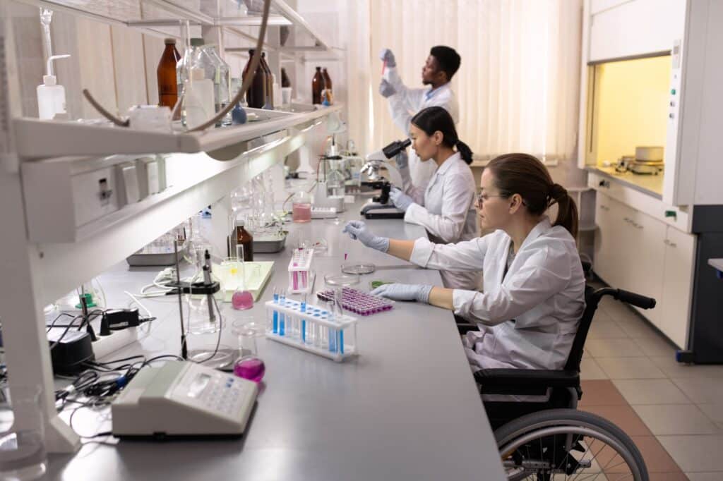 Scientists working in the laboratory